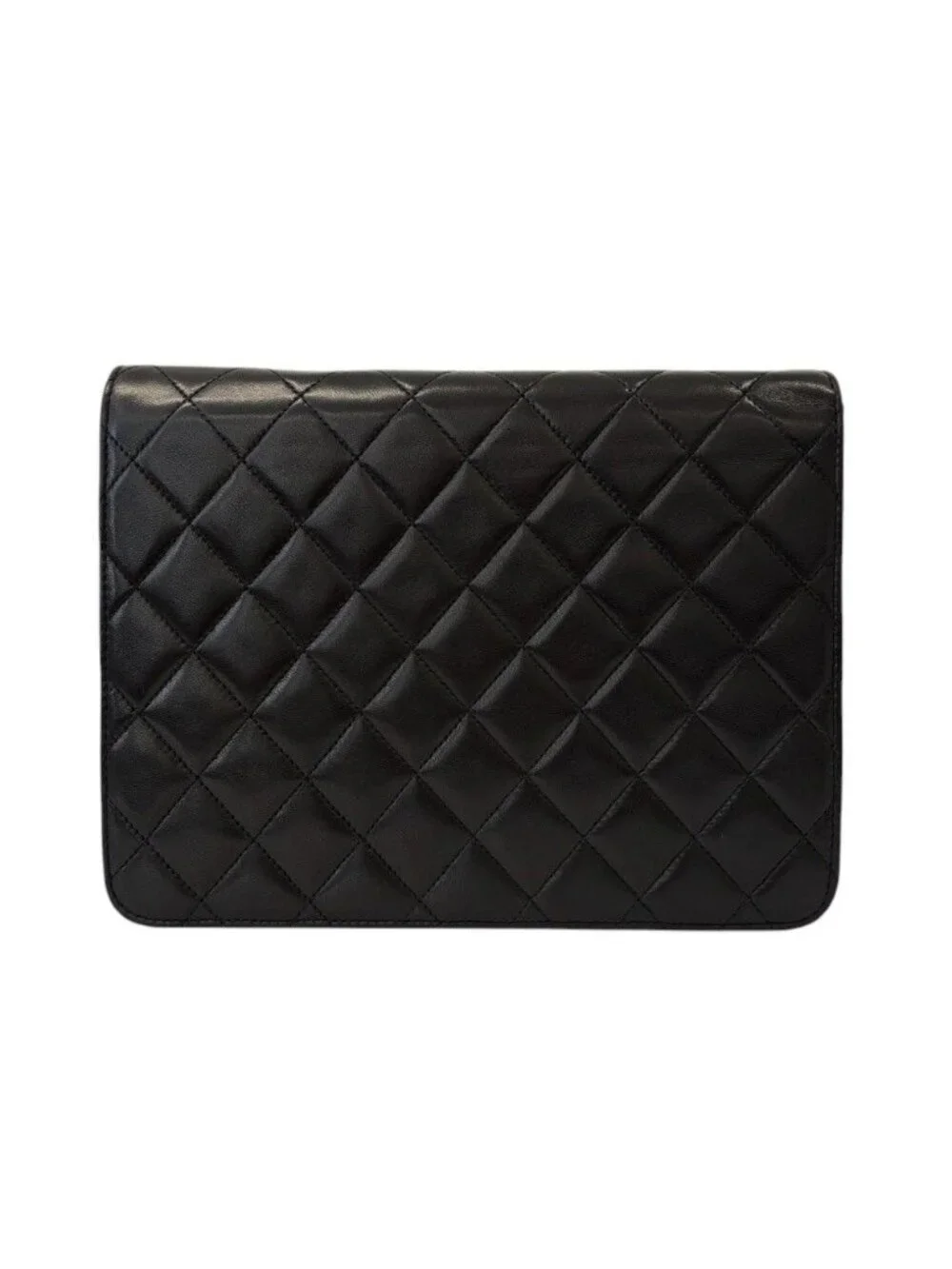 Chanel Quilted Lambskin Single Flap Chain Shoulder Bag Black